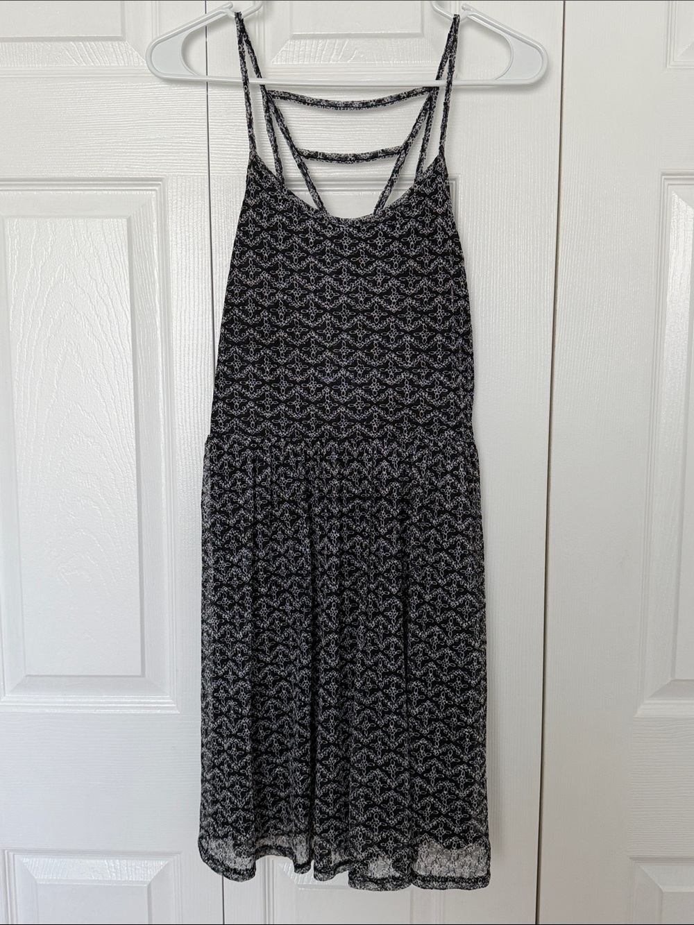 Xhilaration Black and White Lace-Pattern Cami Dress